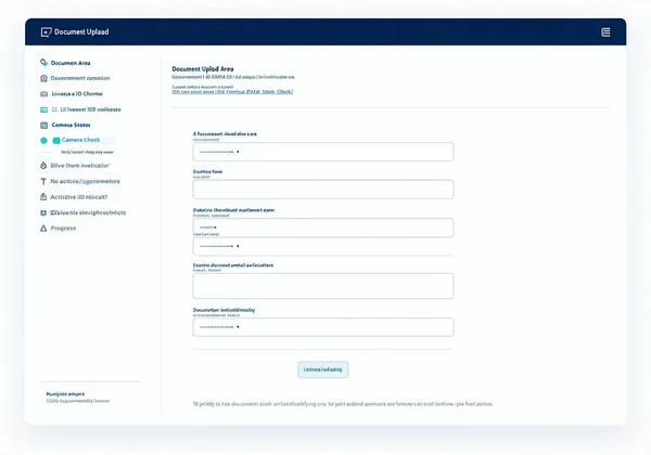 Contractor self-service enrollment interface showing document capture and liveness check workflow steps