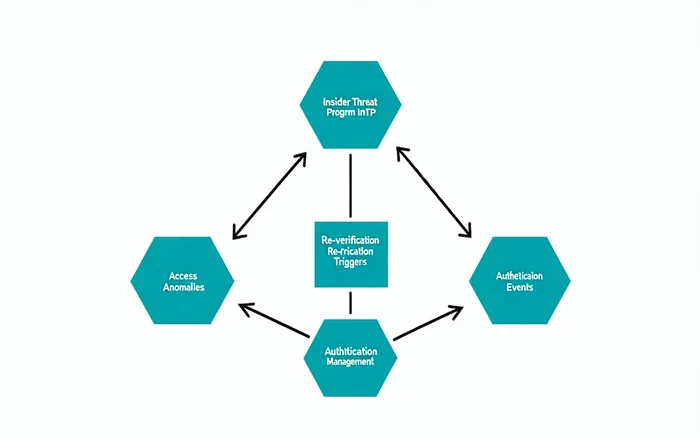 Insider risk signal monitoring diagram showing access anomaly detection and risk indicator categories